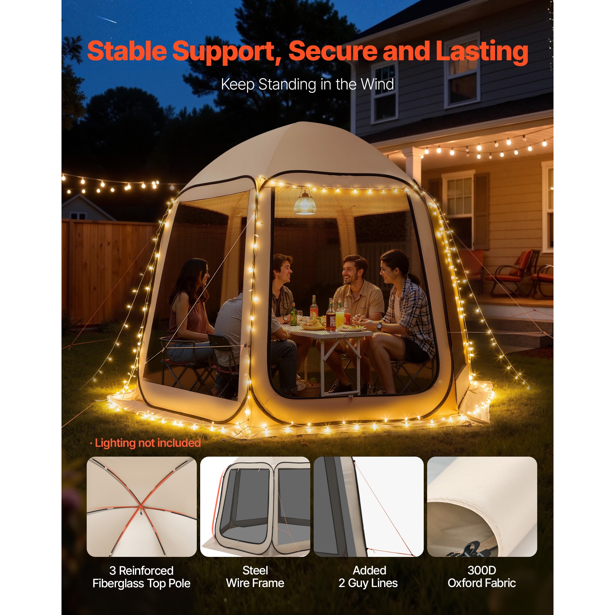 Pop Up Screen House Tent For Garden And Patio With Netting Sides_voghion.com
